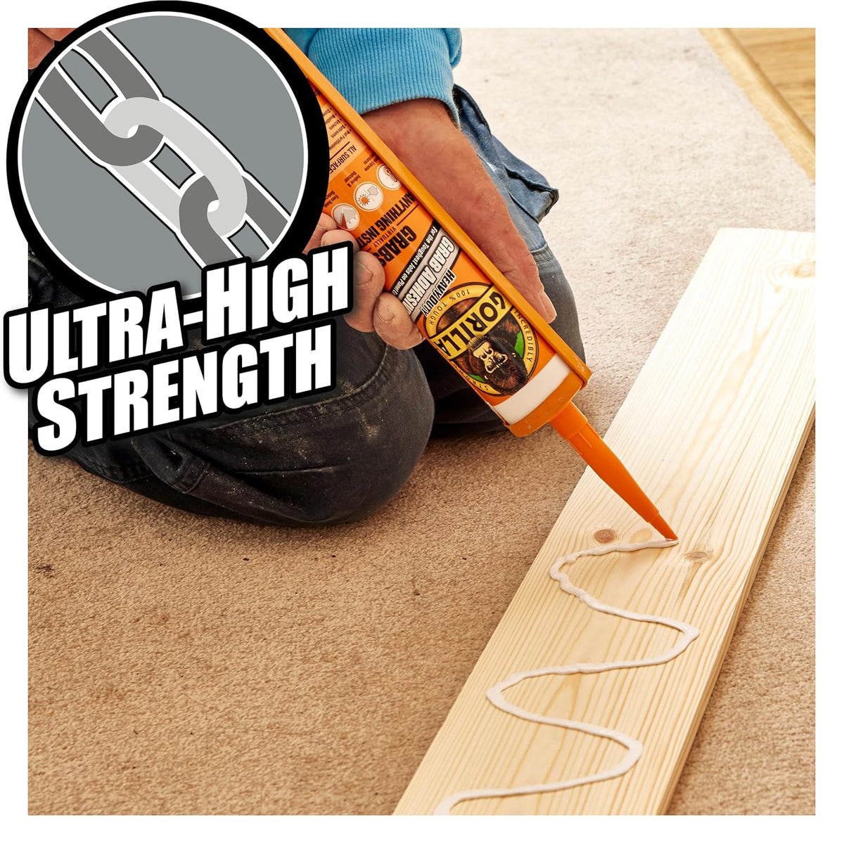 Gorilla Heavy Duty Grab Adhesive White 290ml 2044001 | Withstand Extreme Temperatures | Indoor and Outdoor | Even Bonds Underwater | Flexible | All Surface | All Purpose | Grabs Virtually Anything Instantly | Easy Flow Formula