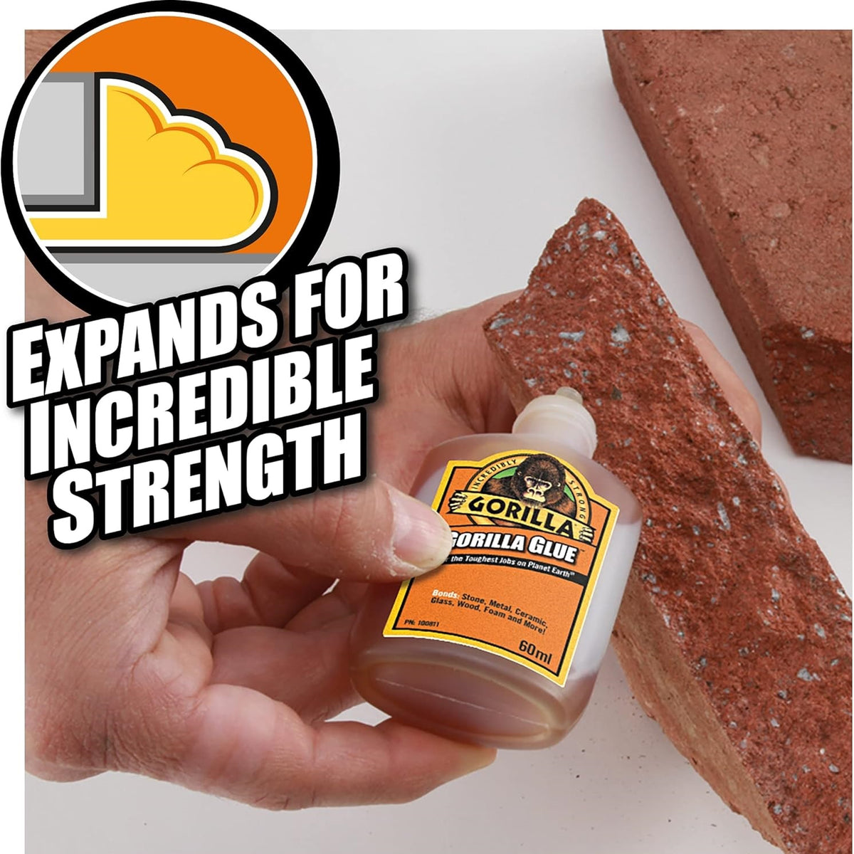 Gorilla Glue Brown 60ml 1044202 | For the Toughest Jobson Planet Earth | Waterproof | Incredibly Strong | Bonds Metal - Stone - Wood - Ceramics - Foam - Glass and More