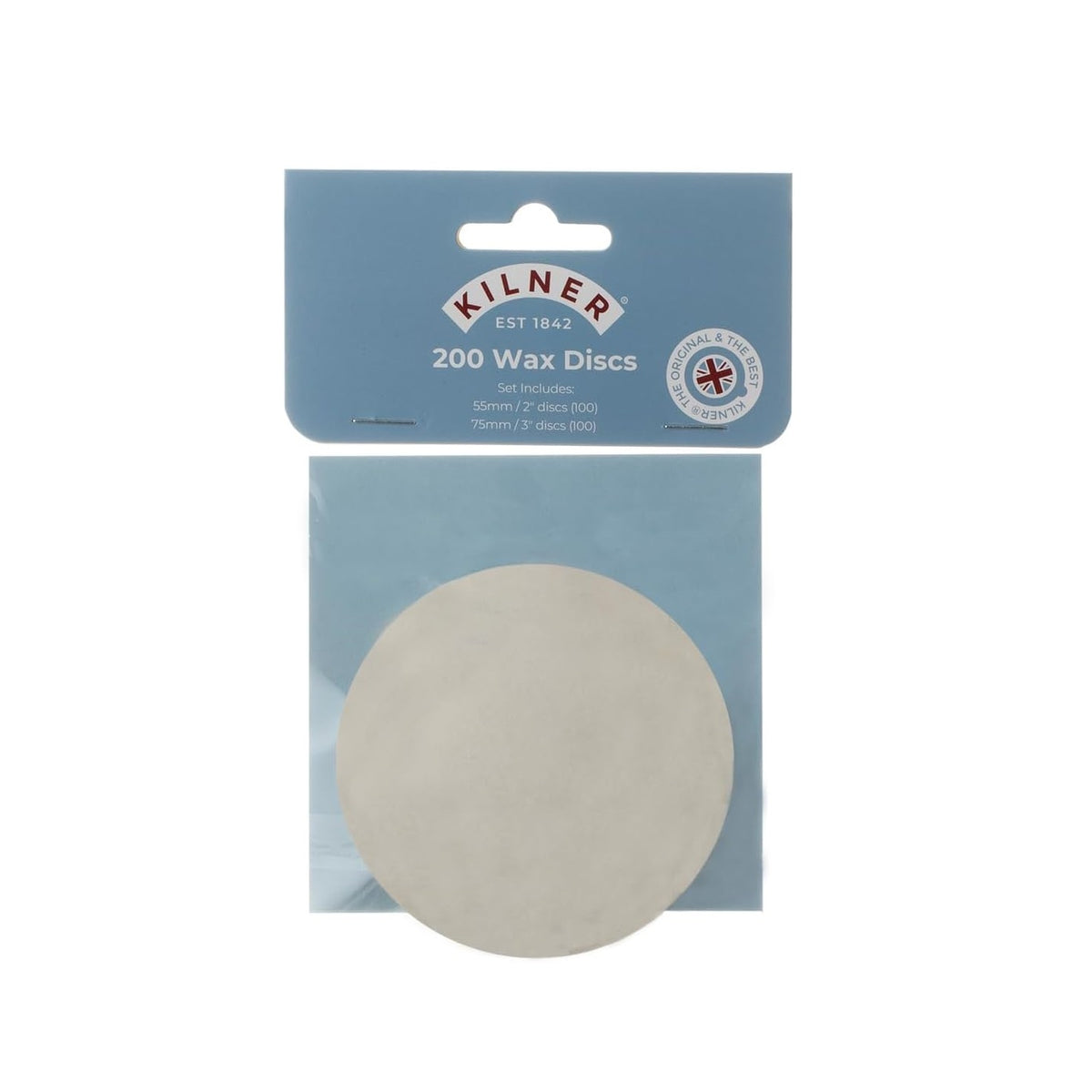 Kilner Wax Discs for Preserving Jars White Pack of 200 0025.428 | Two Sizes Included | 100 x 5.5cm - 100 x 7.5cm | Ideal for Homemade Jams-Jellies and Chutneys | For 1Lb and 2Lb Jam Jars