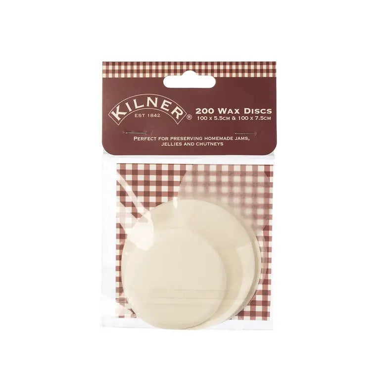 Kilner Wax Discs for Preserving Jars White Pack of 200 0025.428 | Two Sizes Included | 100 x 5.5cm - 100 x 7.5cm | Ideal for Homemade Jams-Jellies and Chutneys | For 1Lb and 2Lb Jam Jars
