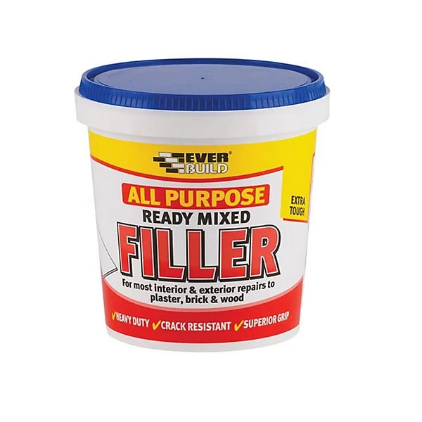 Everbuild All Purpose Crack Resistant Ready Mixed Filler White 1Kg RMFILL1 | Interior and Exterior Use | Plaster-Brick and Wood Repairs
