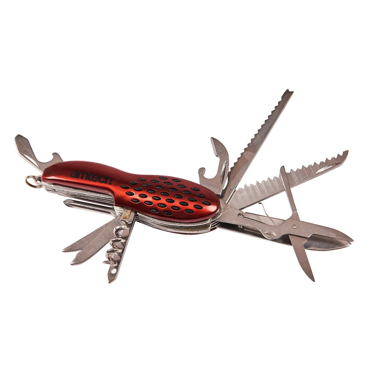Amtech 13 in 1 Multi Function Pocket Tool Red and Silver R2450 | Compact Pocket Size | Keyring Attachment