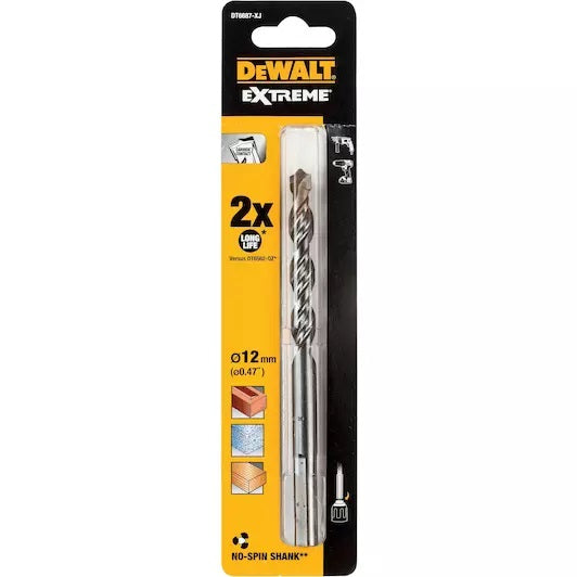 Dewalt Extreme Masonry Drill Bit Silver 12mm x 150mm DT6687-XJ | No Spin Shank