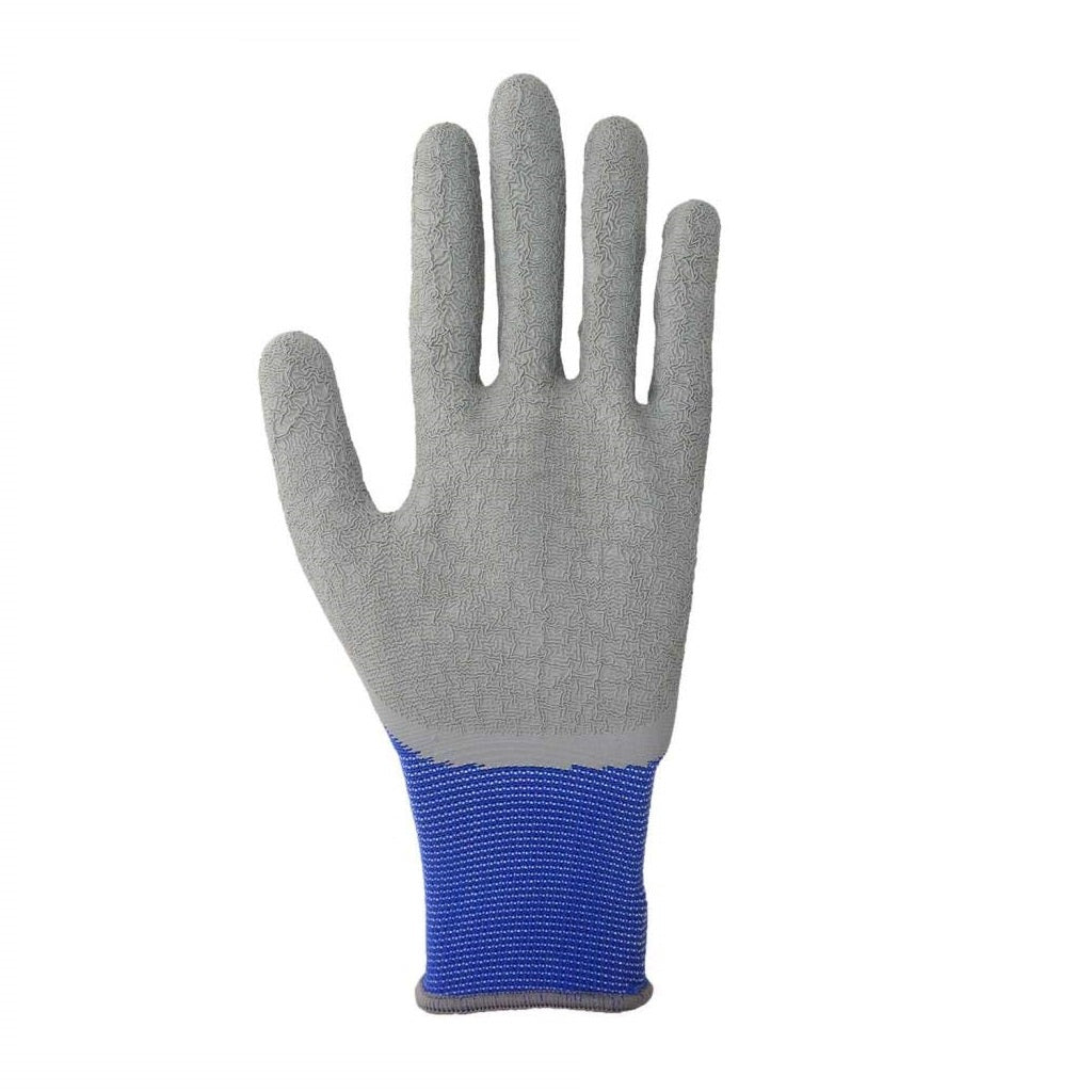 Green Jem Large Super Comfort Grip Gloves Blue and Grey Pack of 2 GLSCL | Crinkle Latex Coated Work Gloves | Breathable Polyester with Elasticated Wristband | Ideal for Gardening-DIY and General Use