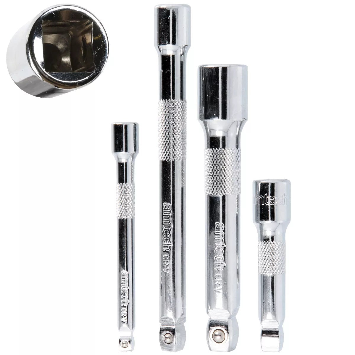 Amtech Wobble Extension Drive Set Chrome Pack of 4 I4255