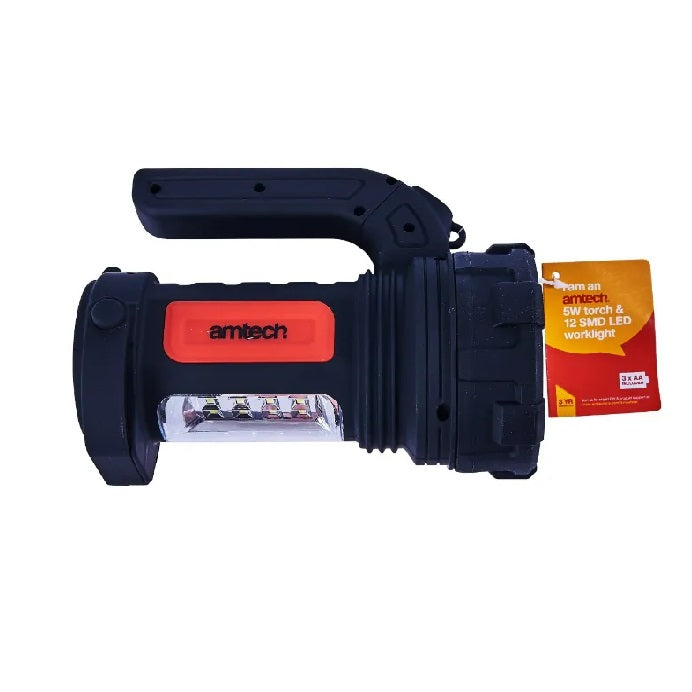 Amtech 12 SMD LED Torch and Worklight Black 5W S8177