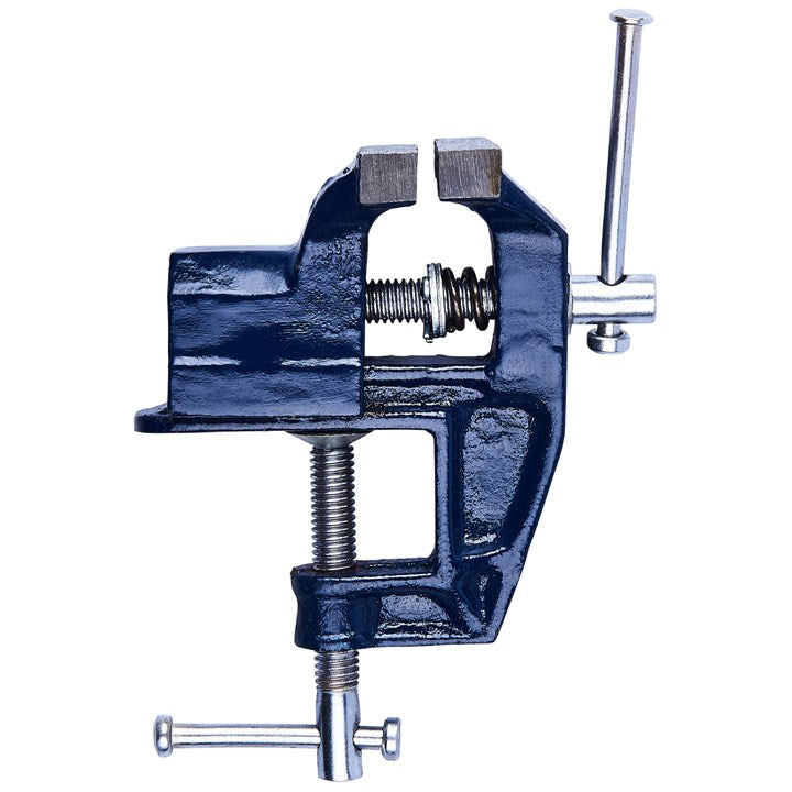 Amtech Heavy Duty Cast Iron Baby Vice Silver and Blue 50mm D3100 | Chrome Plated Screw Handle and Clamp for Durability | Bench Clamp for Portable Use | 50mm Jaw Capacity for Small Jobs