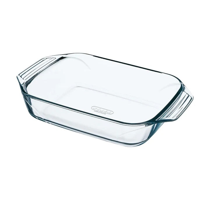 Pyrex Irresistible Rectangular Glass Roasting Dish Clear 28cm x 17cm 1.4Ltr 406B000 | Heat-Resistant Bakeware with Handles | Scratch resistant