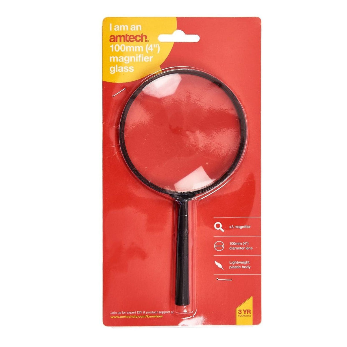 Amtech Hand Held Magnifying Glass Clear 100mm S2915