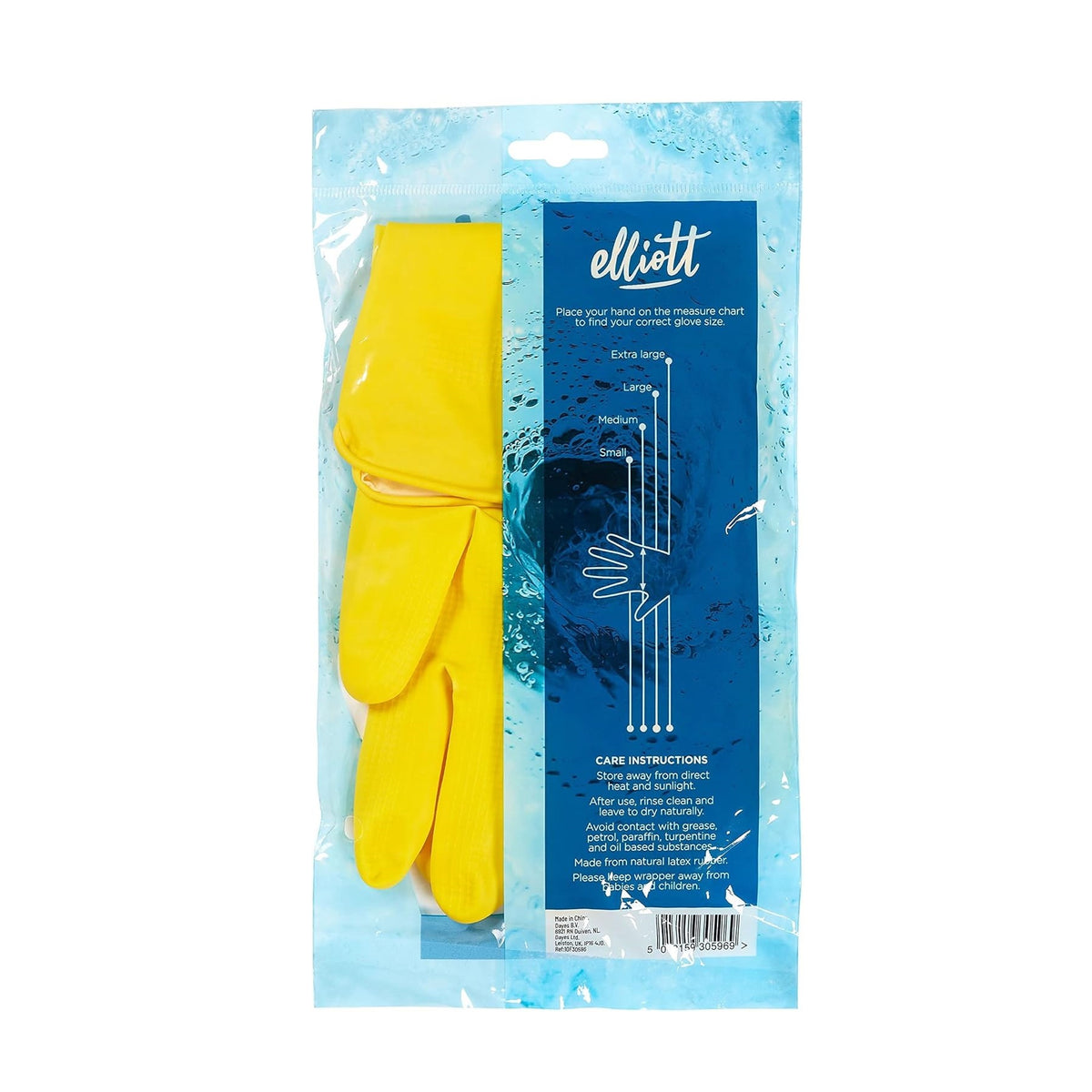 Elliott Extra Large Flock Lining Rubber Gloves Yellow ELRGYXL | Protects Hands from Hot Water and Detergents | Extra Long Cuff | Non-slip Grip | For General Use Around The Home and Garden | Hardwearing