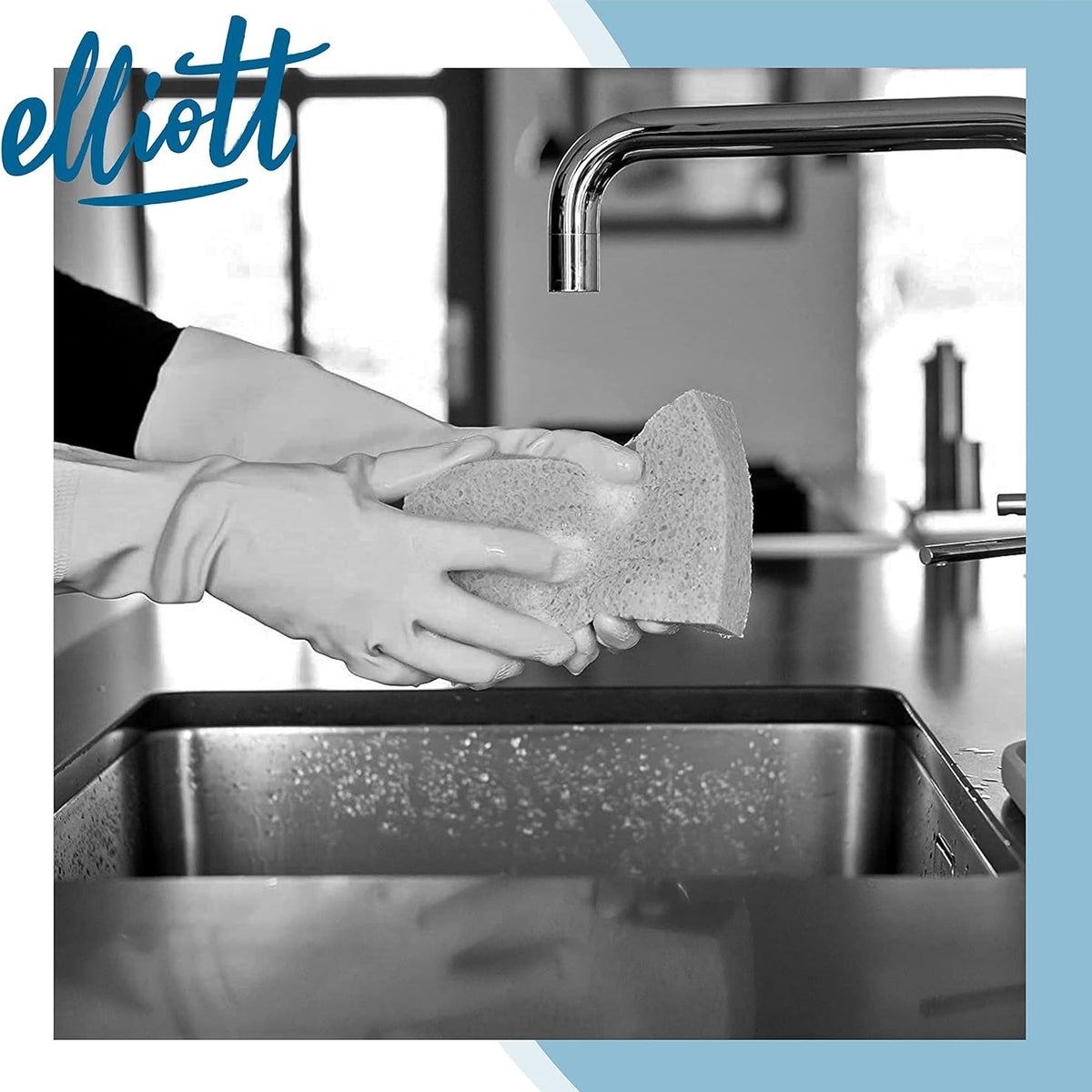 Elliott Extra Large Flock Lining Rubber Gloves Yellow ELRGYXL | Protects Hands from Hot Water and Detergents | Extra Long Cuff | Non-slip Grip | For General Use Around The Home and Garden | Hardwearing