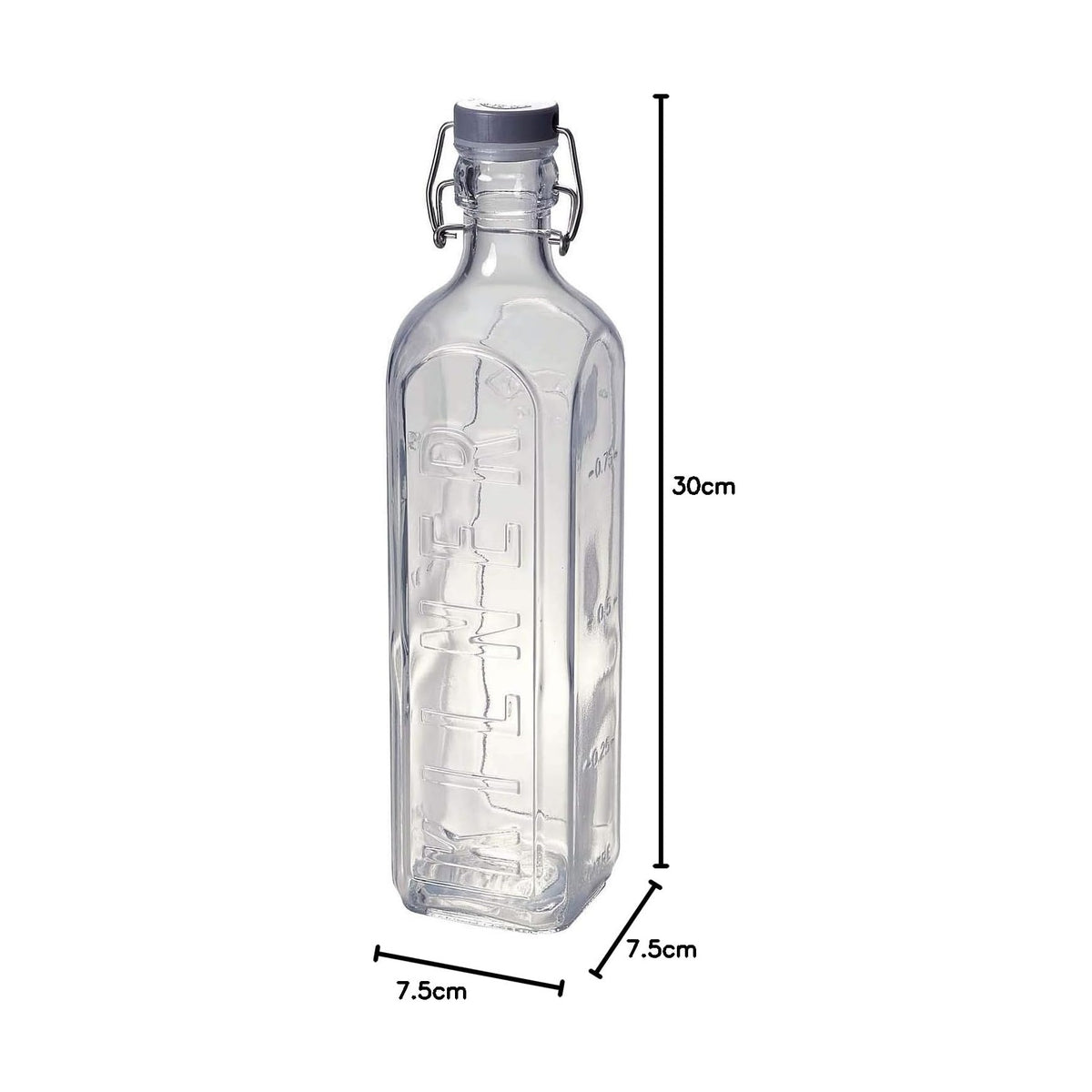 Kilner Glass Clip Top Bottle Clear 30cm x 7.cm x 7.5cm 1Ltr 0025007 | Airtight and Reusable Storage | For Water-Juices and Oils