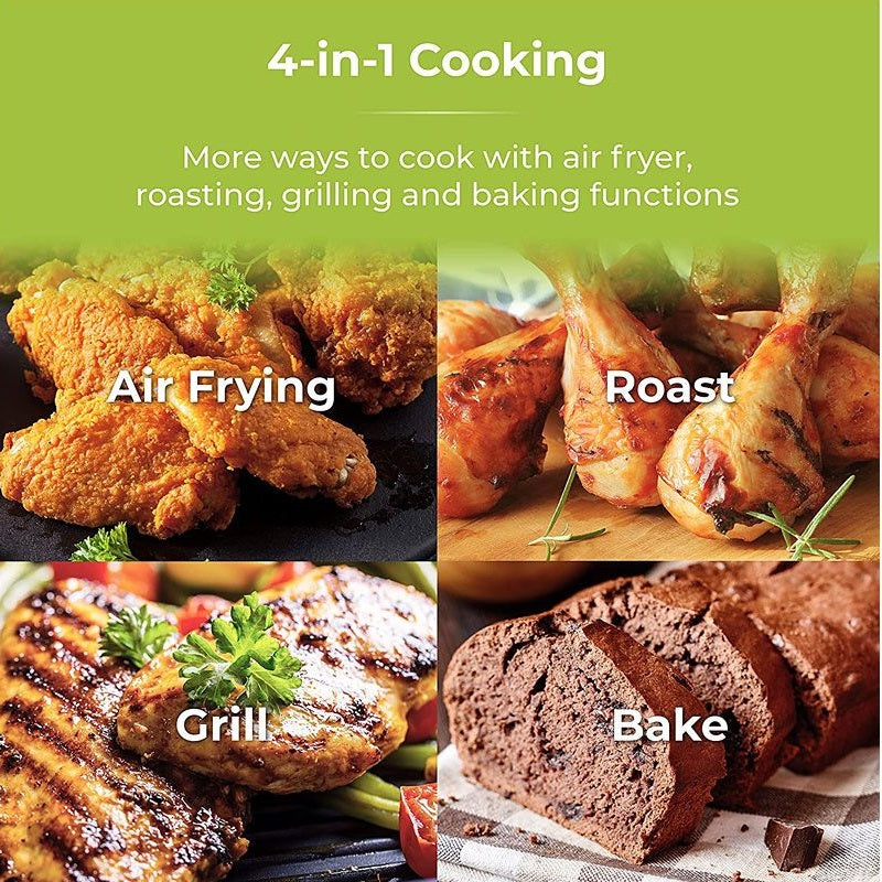 Tower Vortx Vizion Air Fryer 1800W Black 7Ltr T17072 | With Viewing Window-Digital Controls | 4 Cooking Methods | Air Fry-Grilling-Roasting-Baking | 30 Percent Faster Cooking | Non-sleep Feet for Stability | 7 Quick-start Presets