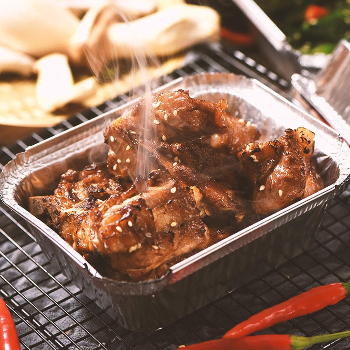Caroline Aluminium Foil Trays with Lids Silver Pack of 12 1000 | Recyclable | Ideal for Food Storage and Baking