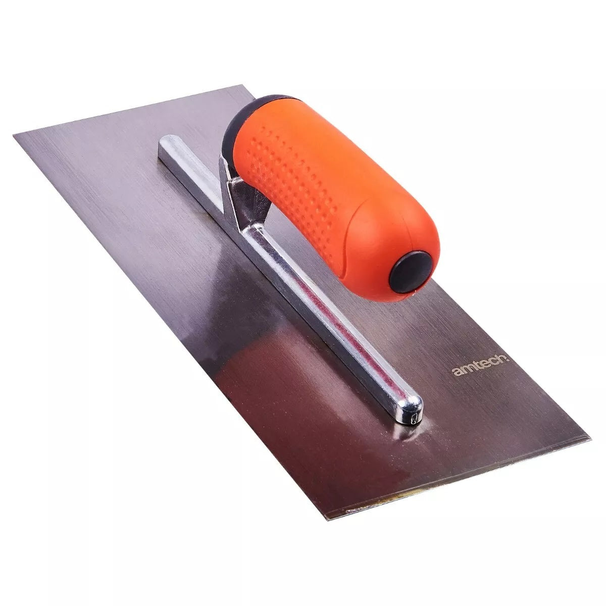 Amtech Plastering Trowel with Soft Grip Handle Red and Silver 11-Inch G1525 | 12cm x 27.5cm Surface Area | Hardened and Ground Carbon Steel Blade