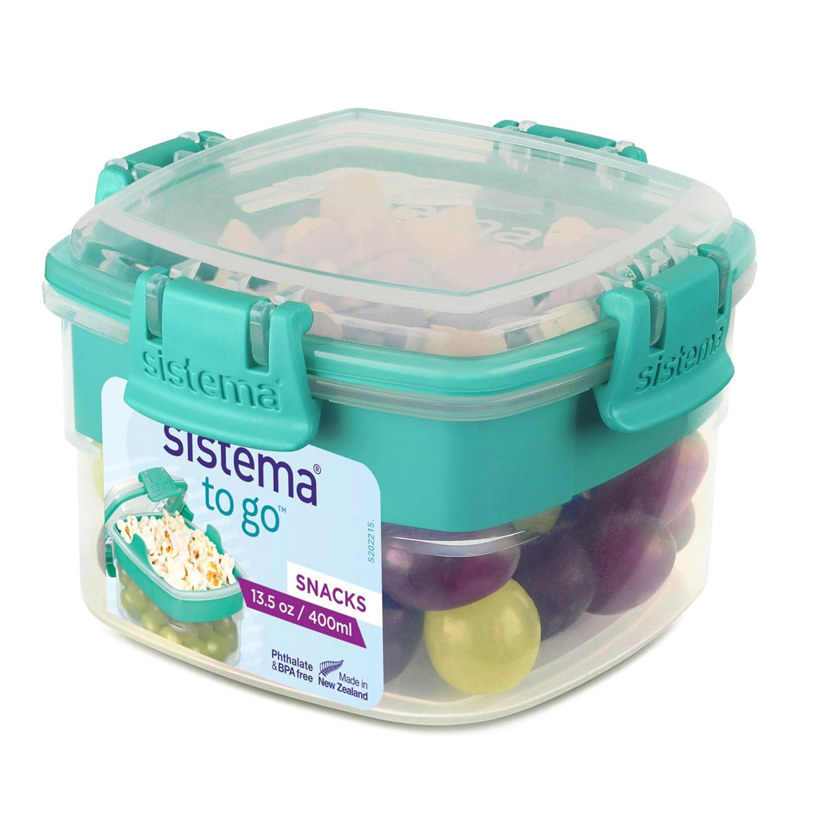 sistema-to-go-clip-lid-snack-container-assorted-colour-400ml-21320--bpa-free--portable-food-storage-box