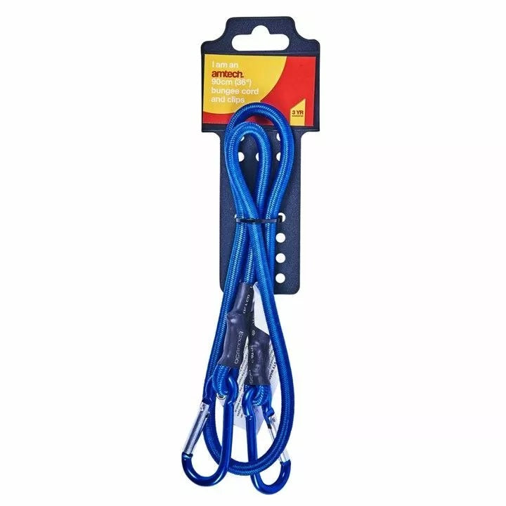 Amtech Heavy Duty Bungee Cord and Clips Blue 36-Inch S0617