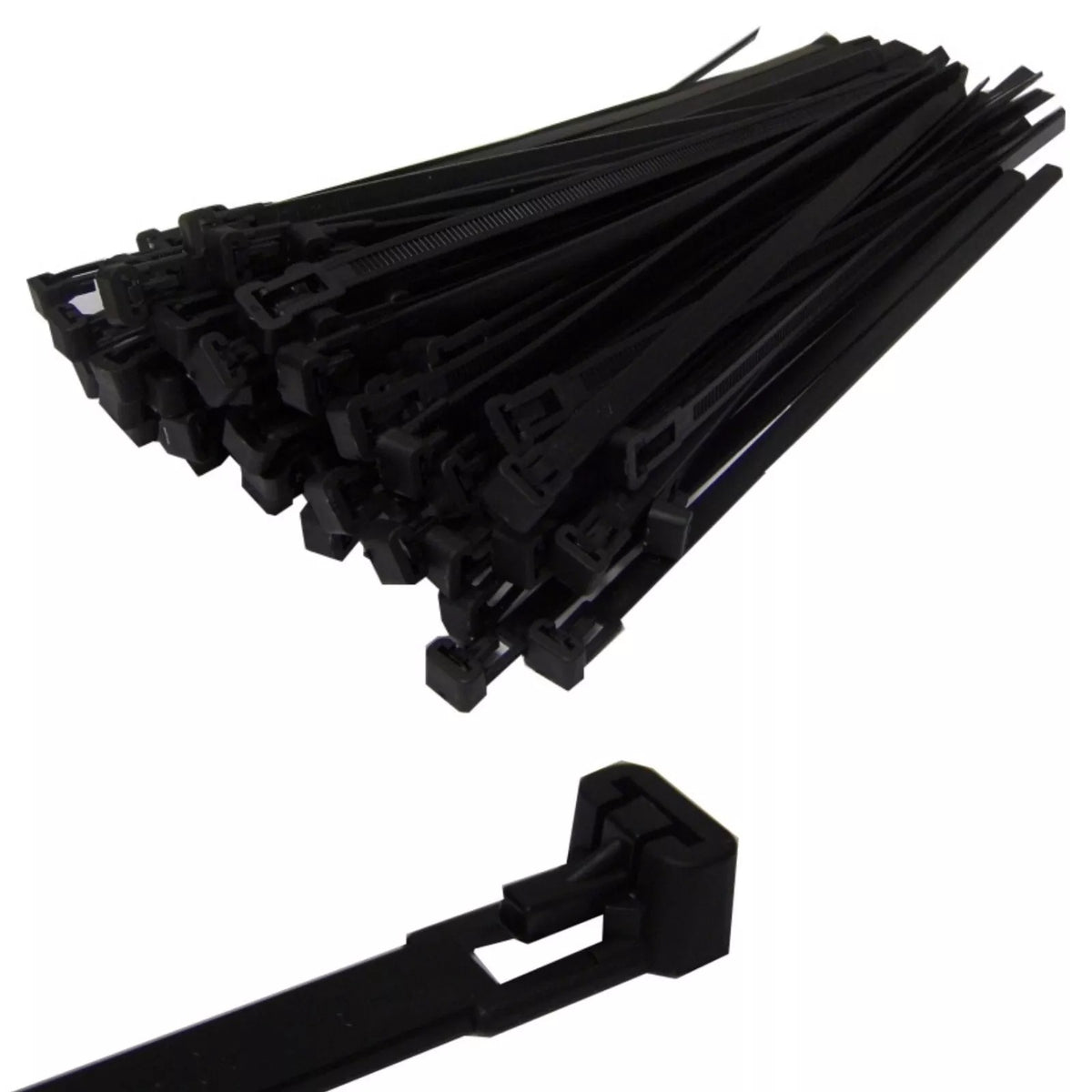 Green Jem Releasable and Reusable Cable Ties Black 710mm x 8mm Pack of 10 HW10QR710B | Loop Tensile Strength 48Kg | Simple to Install and Release