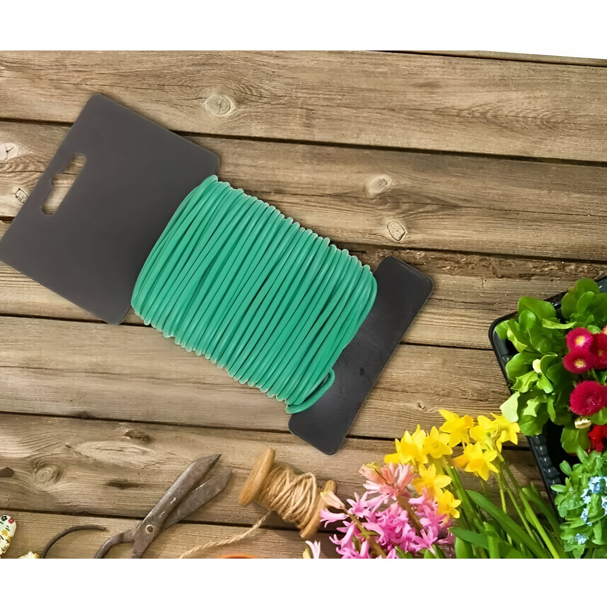 Green Blade Flexible Twist Garden Tie Green 2.5mm x 8Mtr TT151 | TPR Material | Durable | Reusable Garden Wire | For Use in the Garden - Greenhouse and Around the Home