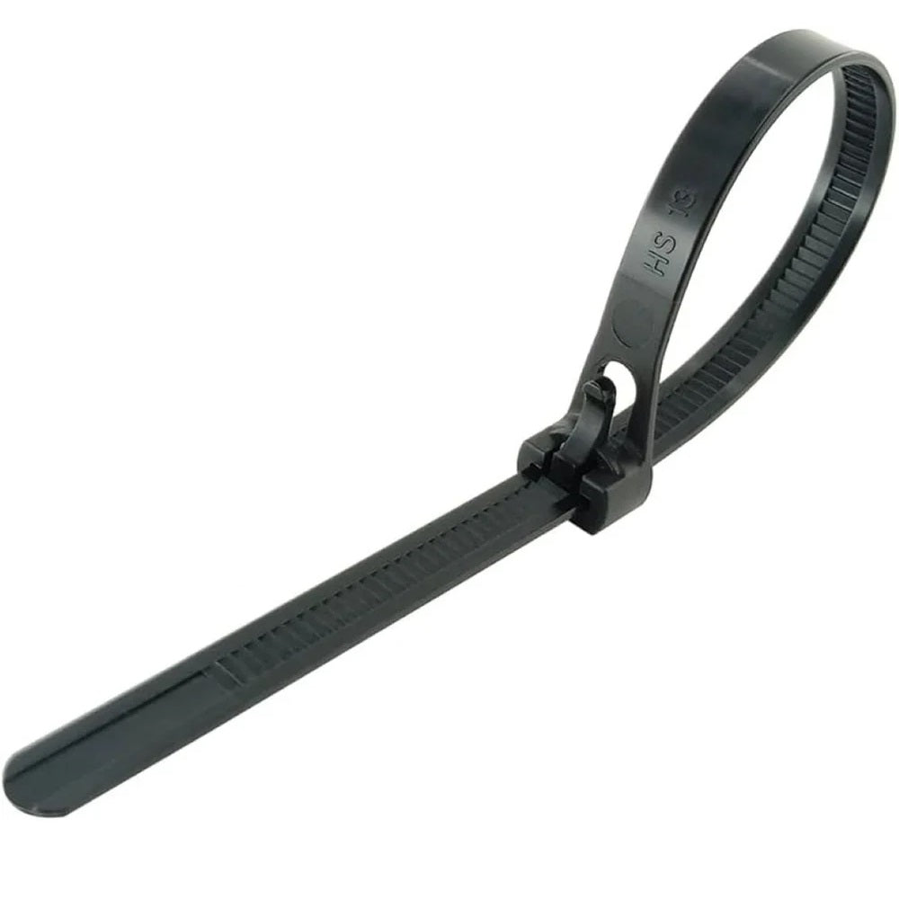 Green Jem Releasable and Reusable Cable Ties Black 200mm x 5mm Pack of 10 HW10QR200B | Loop Tensile Strength 26Kg | Simple to Install and Release