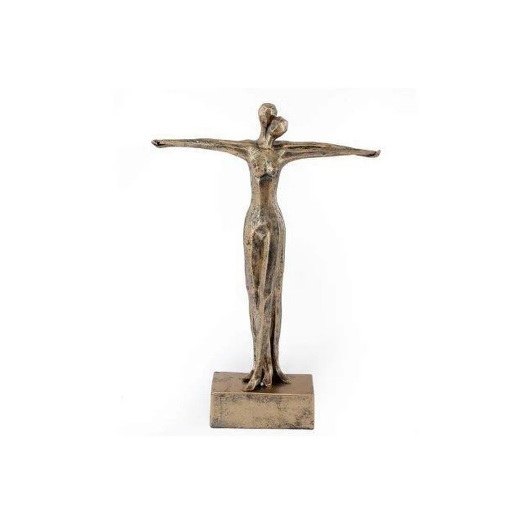 SiL Couple Stautue Ornament Gold 25cm x 8cm x 35cm OR2110 | Made of Polyresin | Elegant Modern Art Figurine | For Home and Office Decor