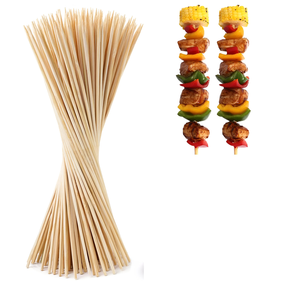 Redwood Leisure Bamboo Skewers Beige 30cm Pack of 120 BBQ158 | Single Use Only | Ideal for Use with All Food Groups on the BBQ and Under the Grill