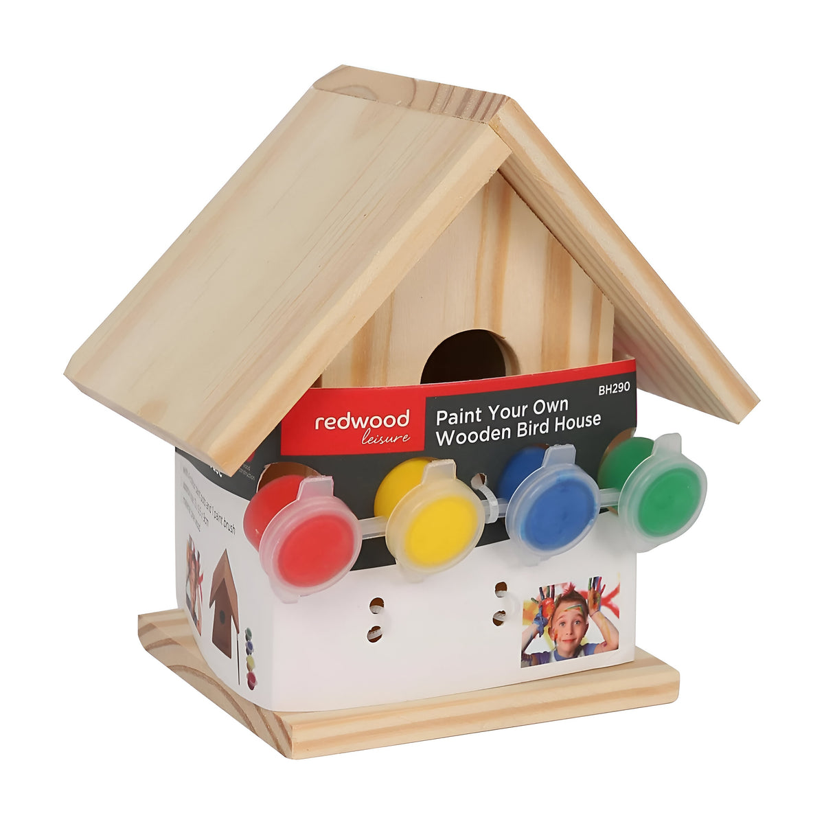 Redwood Leisure Paint Your Own Wooden Bird House Beige 13cm x 9.5cm x 9cm BH290