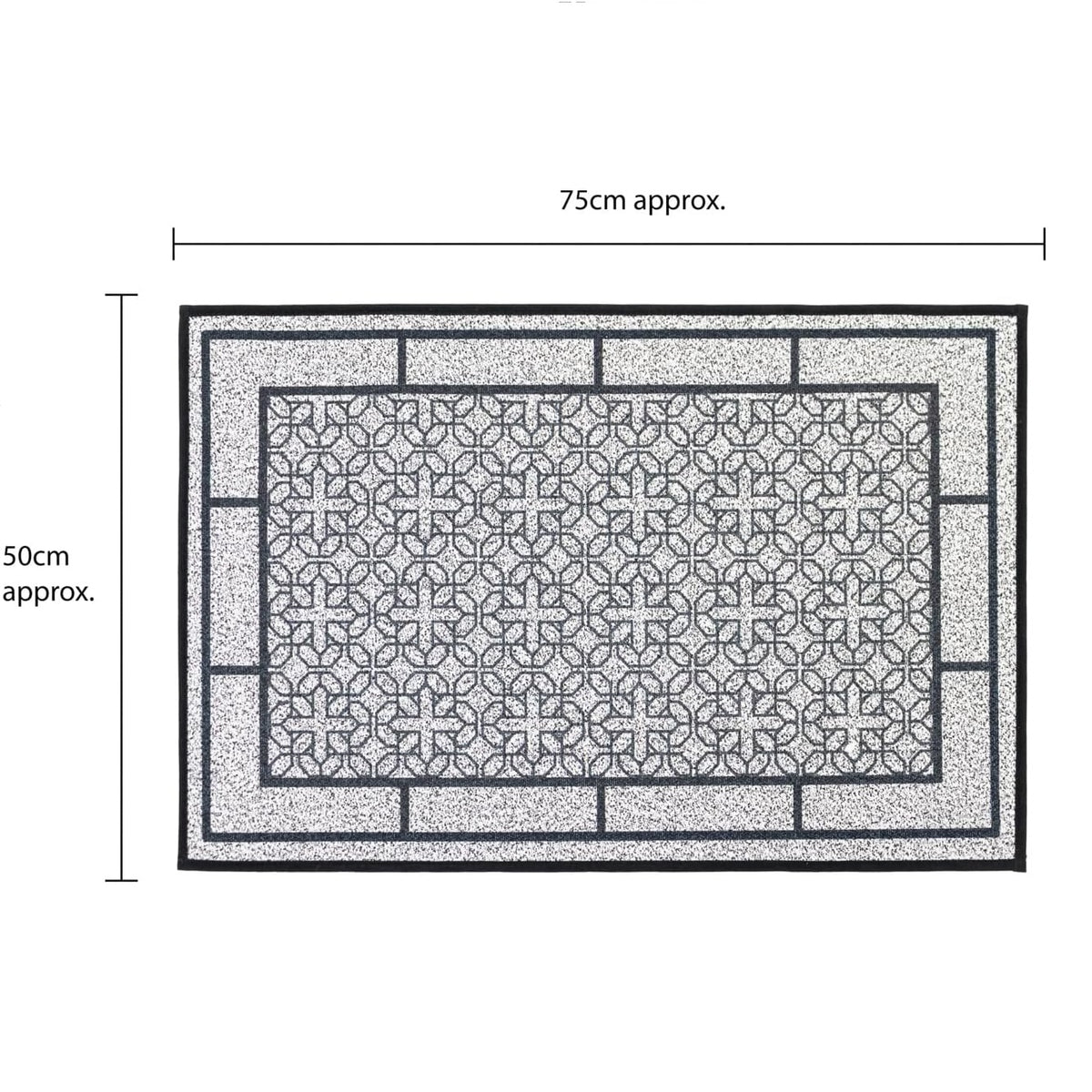 Avanti Printed Linen Effect Pattern Heavy-Duty Indoor Doormat Black and Grey 50cm x 75cm 01-337 | Non-Slip Rubber Backing Mat | Dirt and Moisture Absorbent | Perfect for Hallways and Kitchens | Keeps Floors Clean | Wrinkle-resistant