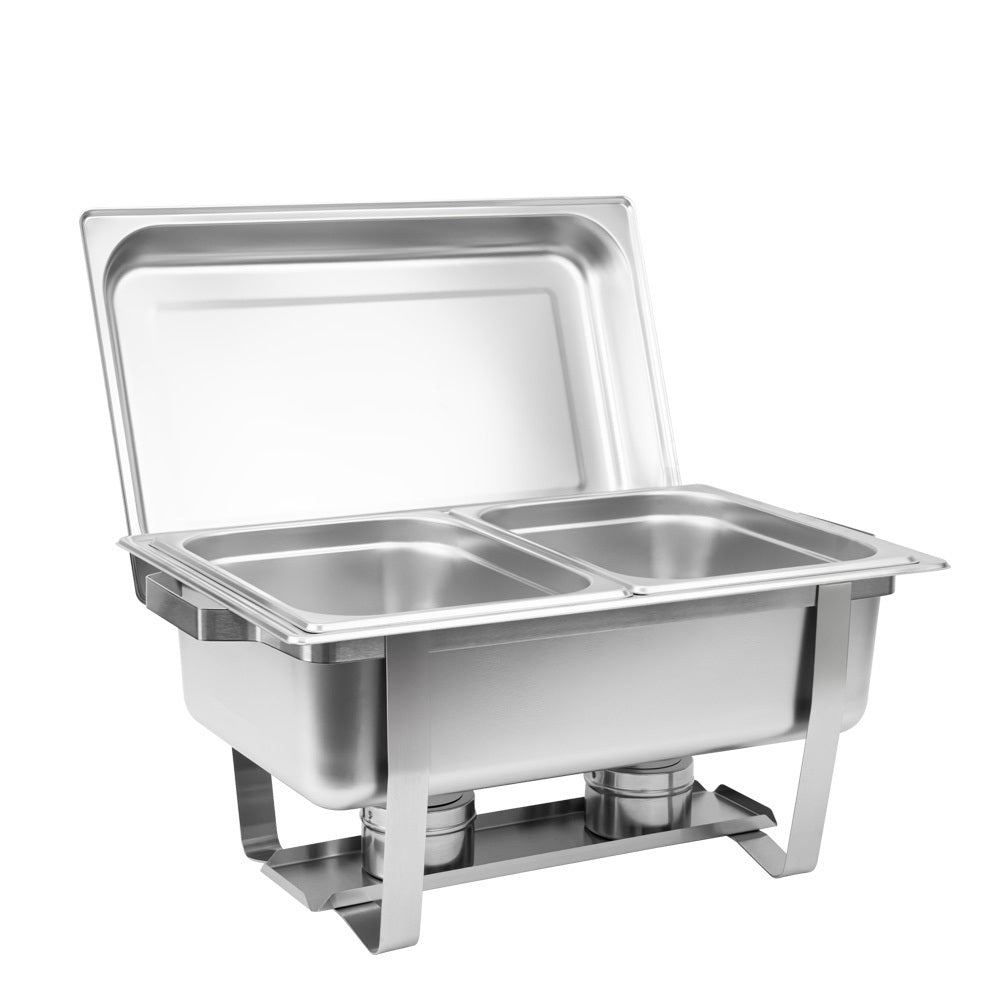 SQ Professional Banquet Double Compartment Chafing Dish Chrome 570mm x 360mm x 320mm 13.5Ltr 1461 | High Quality Stainless Steel | Ideal for all Buffet Services | Twin Fuel Holders for Even Heat Distribution | Easy to Clean | Effortless to Transport