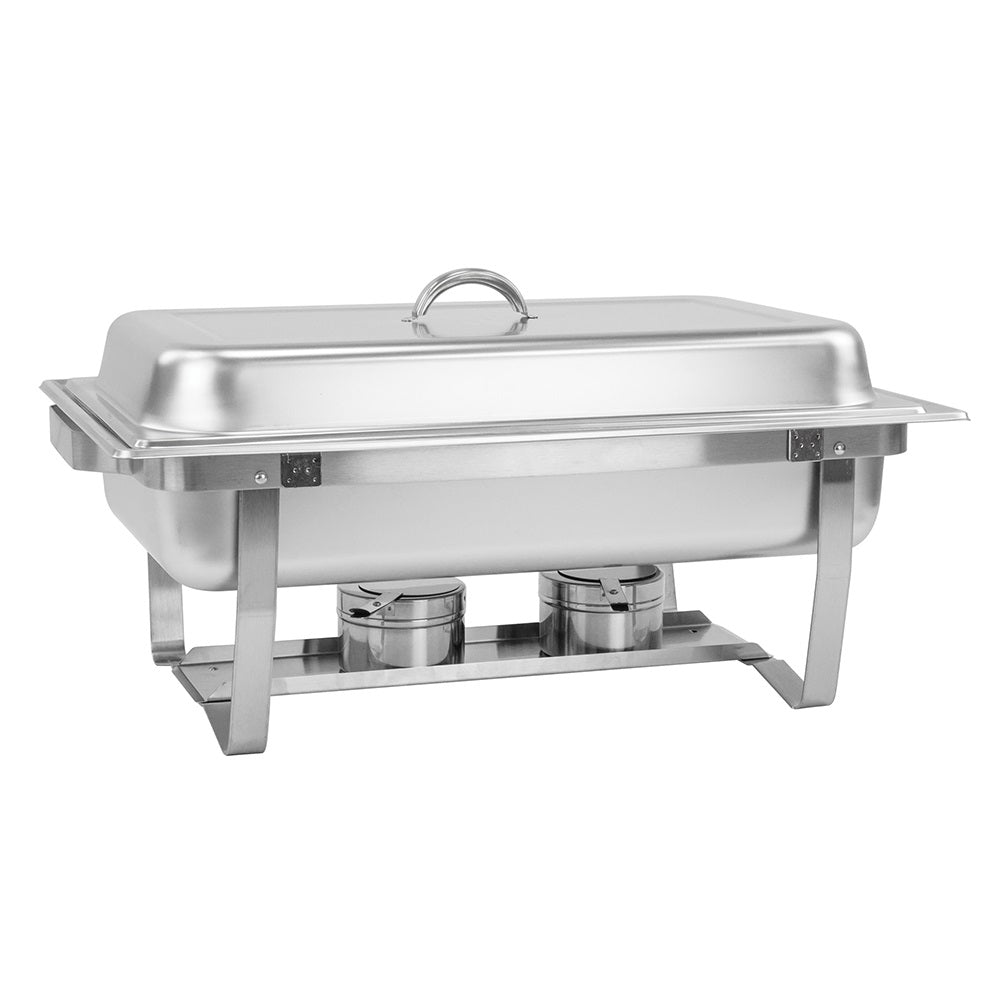 SQ Professional Banquet Single Compartment Chafing Dish Chrome 600mm x 350mm x 320mm 9.5Ltr 1465 | High Quality Stainless Steel | Ideal for Buffet Services | Twin Fuel Holders | Easy to Clean | Easy to Transport