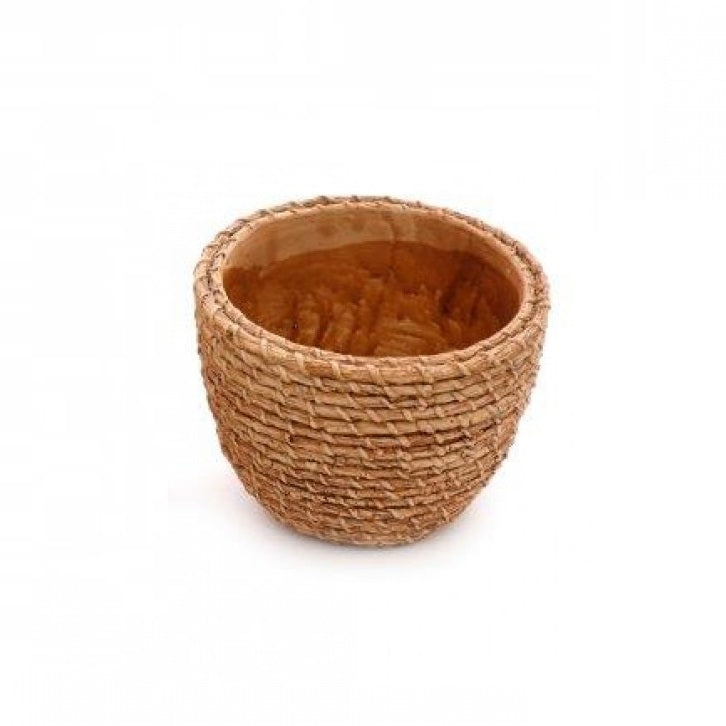 SiL Handwoven Natural Interiors Rope Design Planter Pot Brown 112mm x 10mm x 112mm 599g NI1037 | Rustic Decorative Plant Holder for Home and Office