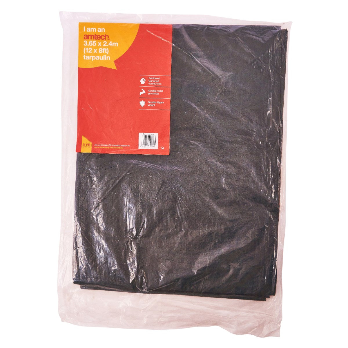 Amtech Heavy-Duty Waterproof Tarpaulin Green 3.65Mtr x 2.4Mtr S4910 | Tear-Proof Cover with Reinforced Metal Grommets | Durable 85gsm All-Weather Protection