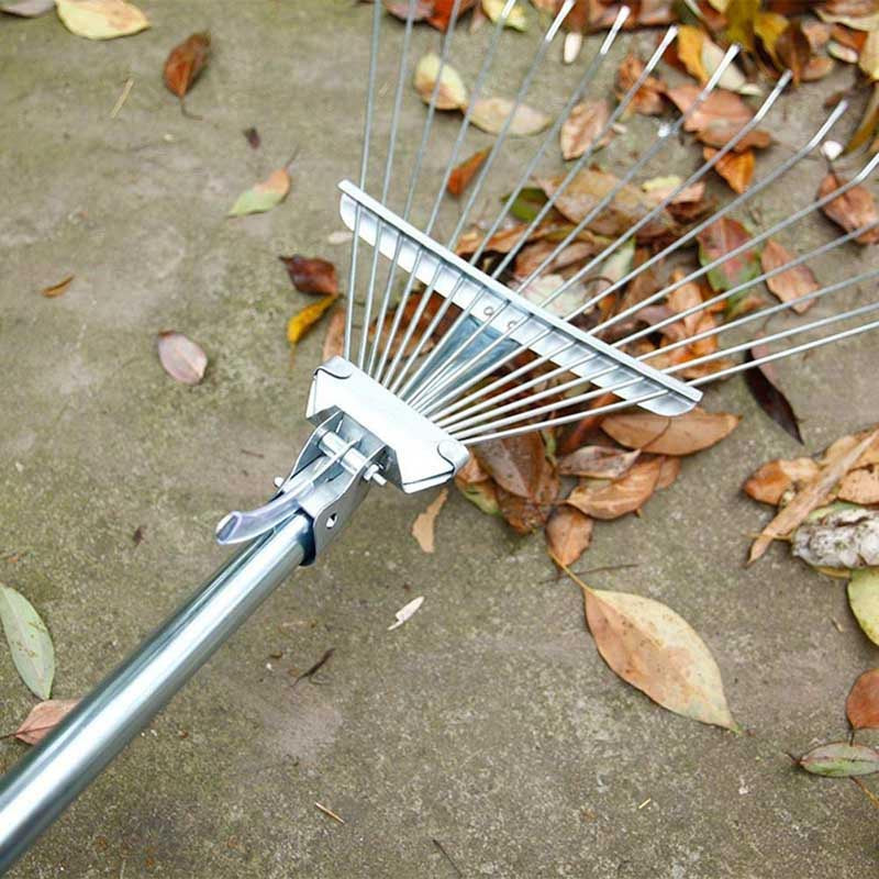 Green Blade Heavy-Duty Adjustable Metal Garden Rake with Tubular Steel Shaft Silver 118cm x 148.5cm x 43.5cm GR100 | 15 Flexible Tines | Plastic Grip | Ideal for Lawn and Grass Raking