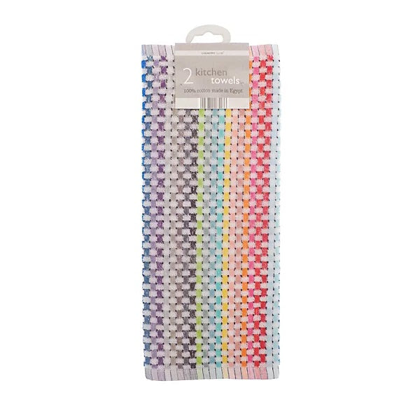 Country Club Zing Tea Towels Multicoloured 41cm x 65cm Pack of 2 KTS175183 | Super Absorbent Kitchen Dish Towels | Quick-drying and Lint-free | 100 Percent Cotton