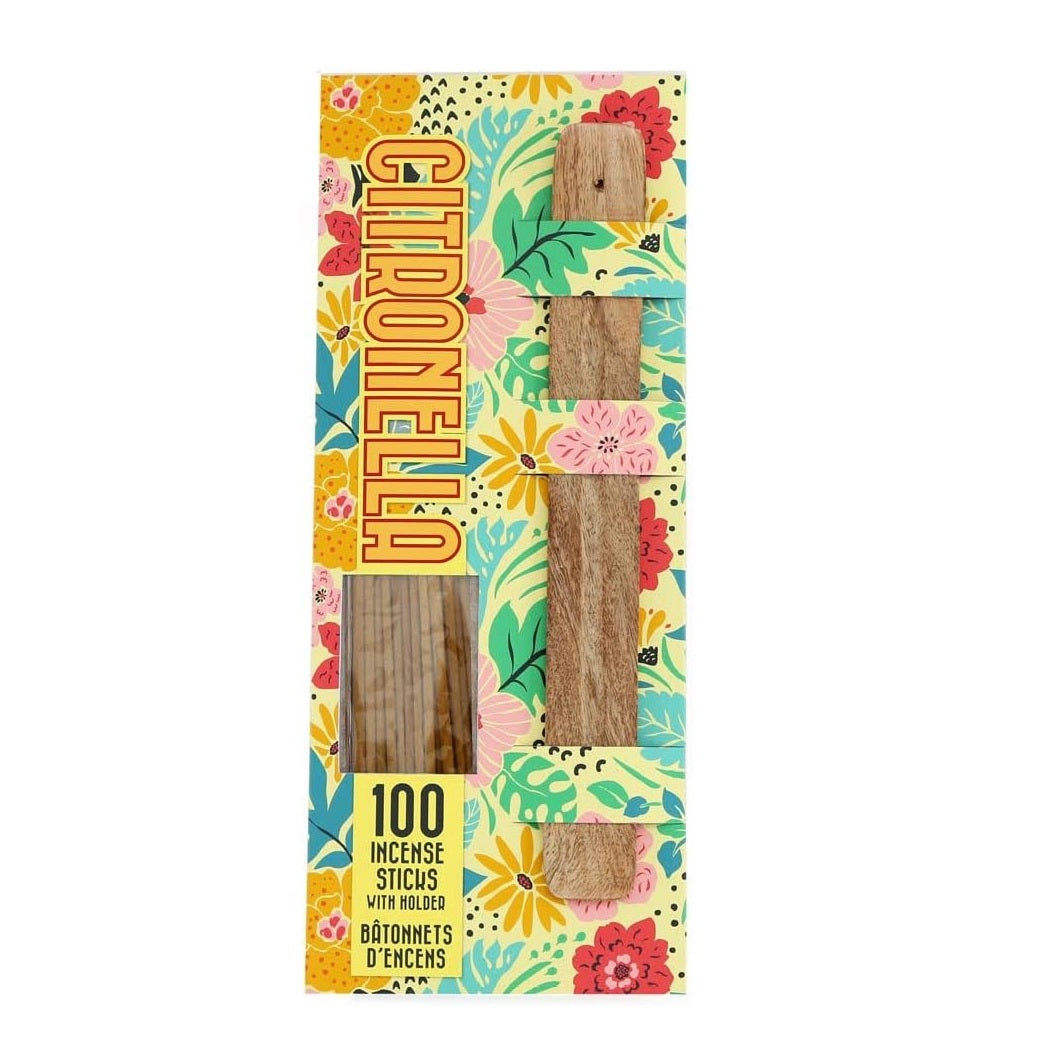 SiL Citronella Scented Incense Sticks with Wooden Holder Brown 125mm x 305mm x 10mm Pack of 100 OL0150 | Natural Mosquito Repellent for Outdoor and Indoor Use | Long-Lasting Fresh Fragrance