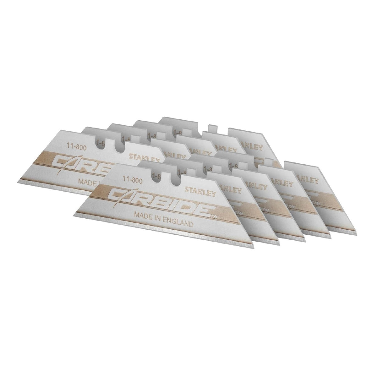 Stanley Fatmax Heavy Duty Tungsten Carbide Utility Knife Blades Silver Pack of 10 2-11-800 | 10x Longer Life