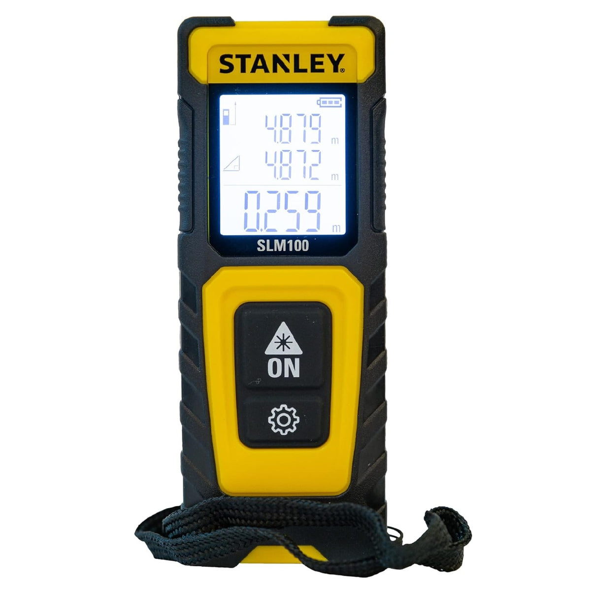 Stanley SLM100 Laser Distance Measure Black and Yellow 30Mtr STHT77100-0 | +-3.0mm Accuracy | Area and Volume Measurement | Pythagoras Calculation