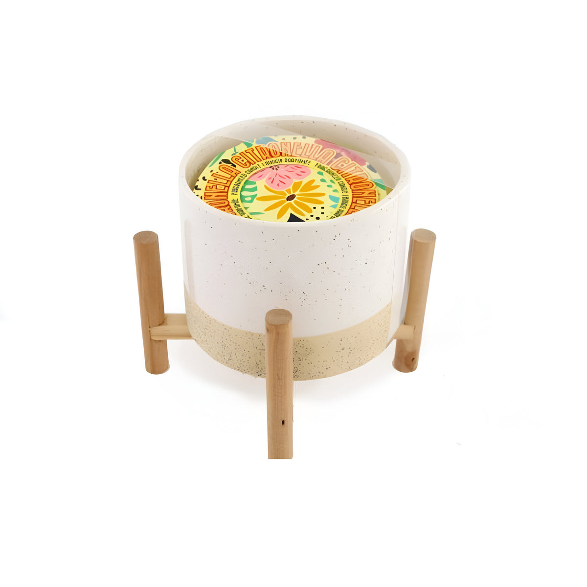 SIL Citronella Fragranced Candle Pot on Stand Multicolour 13cm x 7cm OL0166