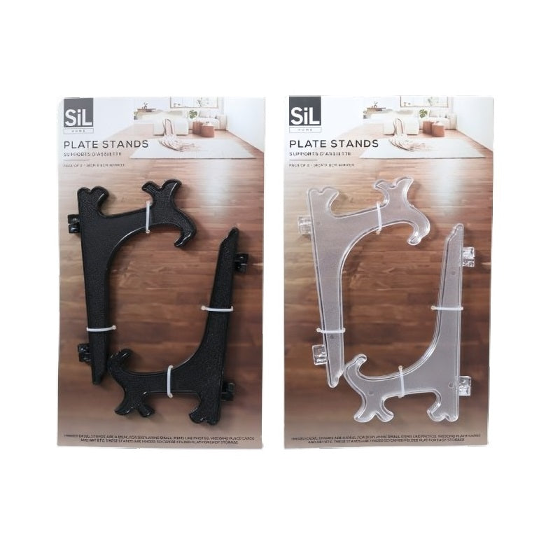 Sifcon Plate Stands Black and Clear 14cm x 8cm Pack of 2 HH6131-2