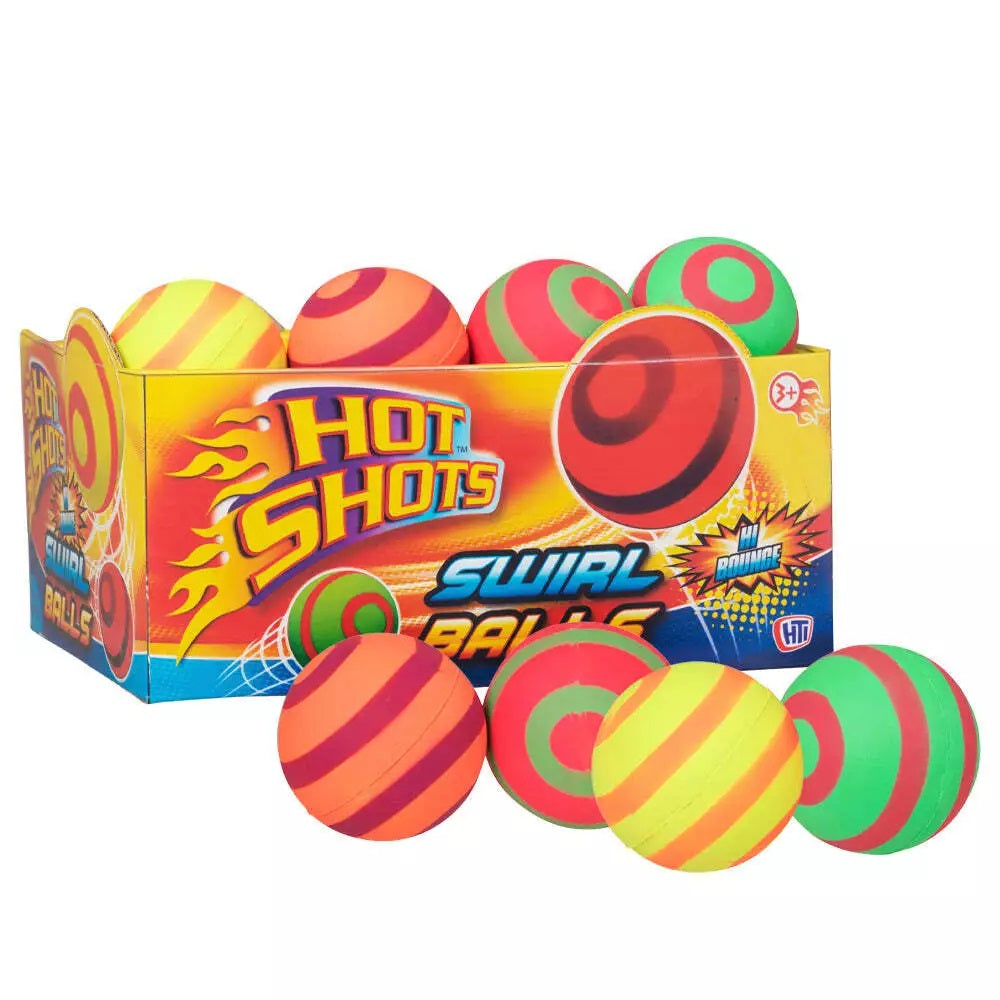 HTI Hot Shots Striped Swirl Ball Assorted Colours Pack of 1 1373949 | Soft and Bouncy Balls for Kids