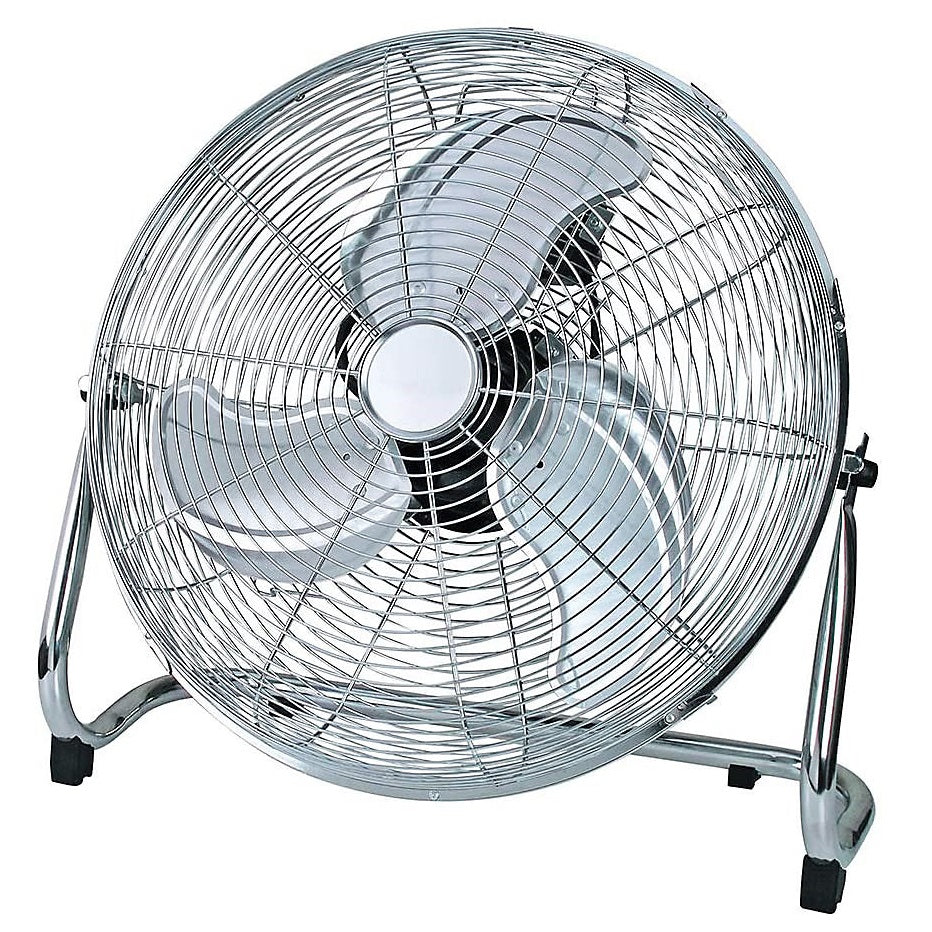 Highlands Floor Fan Chrome 18-Inch FAN16 | Adjustable Tilt | 3 Speeds