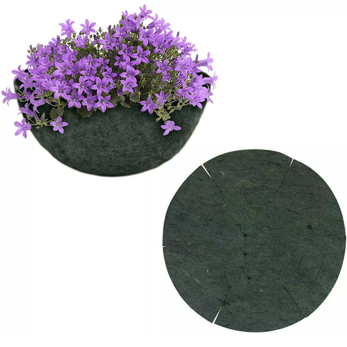 Green Jem Hanging Basket Liners Green 12-Inch HBBL12 | Excellent Water Retaining Properties | Visually Enhance Floral Displays | Made From Natural and Recycled Products | Use Side Slits for all Over Planting
