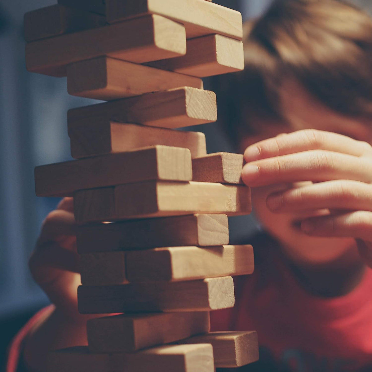 HTI Towering Blocks Game Brown 1373246 | Stacking Wooden Block Game for Kids and Family | Game Contains 45 Wooden Bricks | Fun Tumbling Tower Toy | Travel Game | Suitable For Ages 3 Plus
