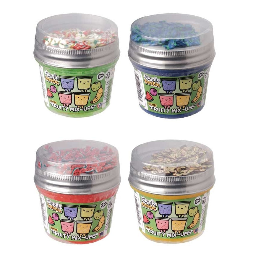 HTI Giggle Tastic Fruity Mix-Ums Scented Slime Pots Assorted Colours Pack of 1 1351000 | Fun Fruit-Themed Slime for Kids Aged 3 Plus | HTI Sensory Play Toy Set