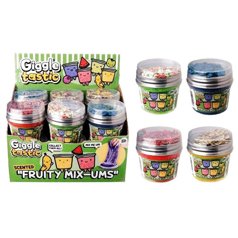 HTI Giggle Tastic Fruity Mix-Ums Scented Slime Pots Assorted Colours Pack of 1 1351000 | Fun Fruit-Themed Slime for Kids Aged 3 Plus | HTI Sensory Play Toy Set