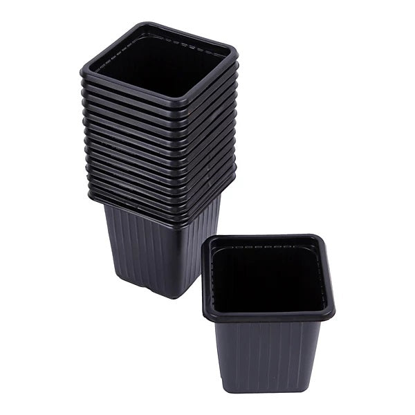 Green Blade Plastic Plant Pots Black 7cm x 7cm x 8cm PP110 | Pots with 4 Drainage Holes | Lightweight Garden Seedling and Propagation Containers