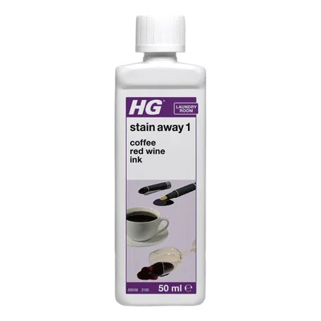 HG Textile Stain Away 1 White 50ml 420005106| Removes Coffee-Red Wine and Ink Stains | Powerful Laundry Stain Remover for Fabrics