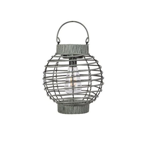 Smart Solar 5 Lumen Solar Powered Faux Rattan Terra Lantern Slate 1080173 | Stylish Faux Rattan Casts Decorative Silhouette Effect | Automatically Illuminates at Dusk | Can be Used as a Tabletop or Hanging Lantern