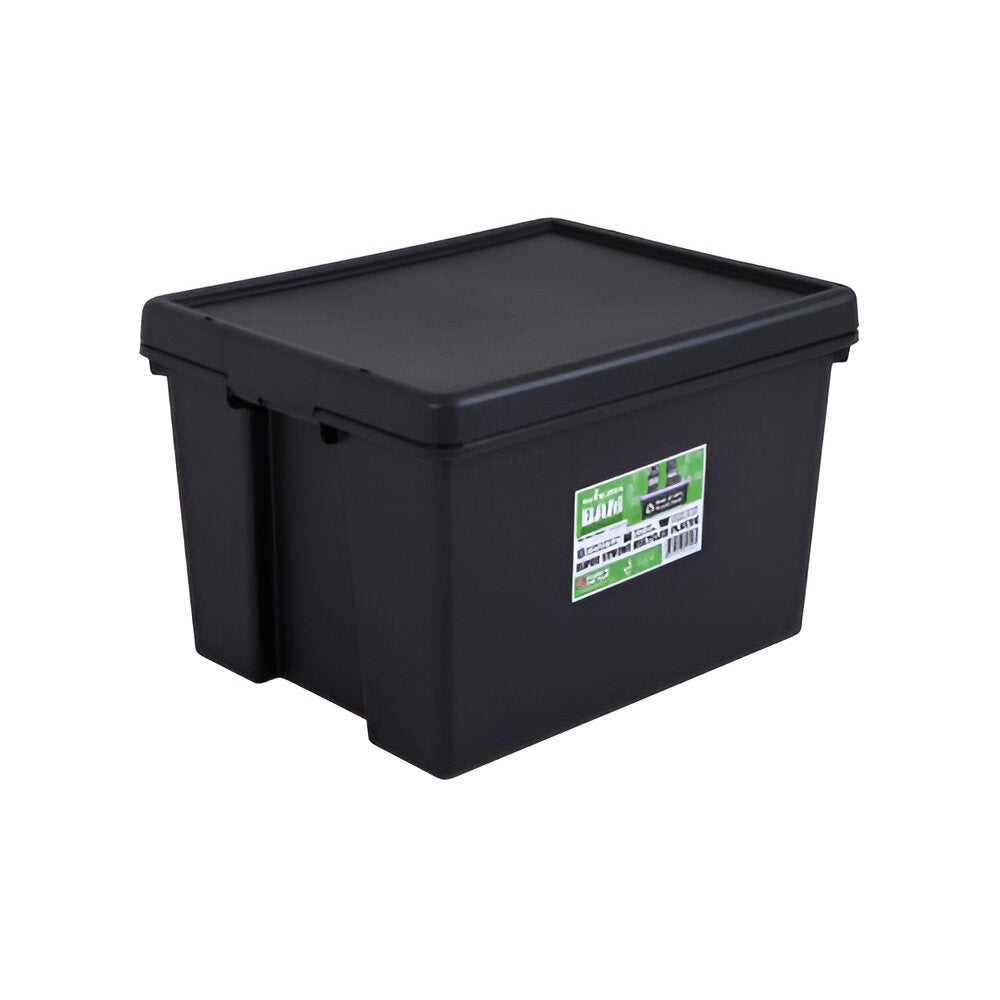 Wham Heavy Duty Box and Lid Black 45Ltr 39cm x 49cm x 32cm Z445140 | Durable | Strong | Resists High Impact Damage | Holes for Security Tie Wraps