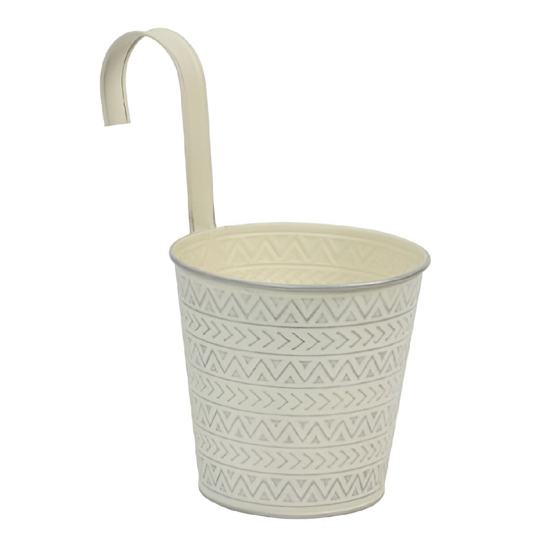 Smart Garden Aztec Fence and Balcony Hanging Pot Ivory 6-Inch 6030370 | Hanging Metal Planter | | Ideal for Fences - Balconies - Walls and Railing | Powder Coated Steel for Long Life | Will Hold up to 2 Litres of Compost